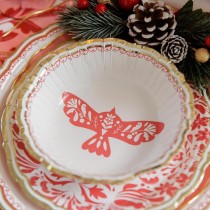 6 ASSIETTES RÉUTILISABLES BORD OR 26CM ROSE