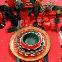 6 ASSIETTES RÉUTILISABLES BORD OR 26CM ROUGE