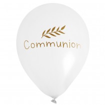 6 BALLONS COMMUNION LATEX 30CM BLANC OR