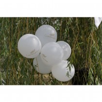 6 BALLONS COMMUNION LATEX 30CM BLANC OR