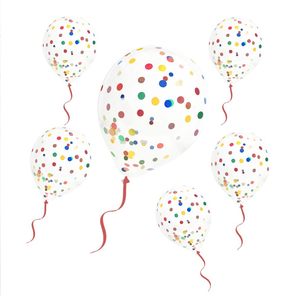 6 BALLONS CONFETTIS MULTI