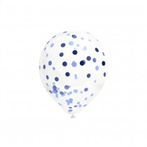 6 BALLONS LATEX À CONFETTIS 30CM BLEU