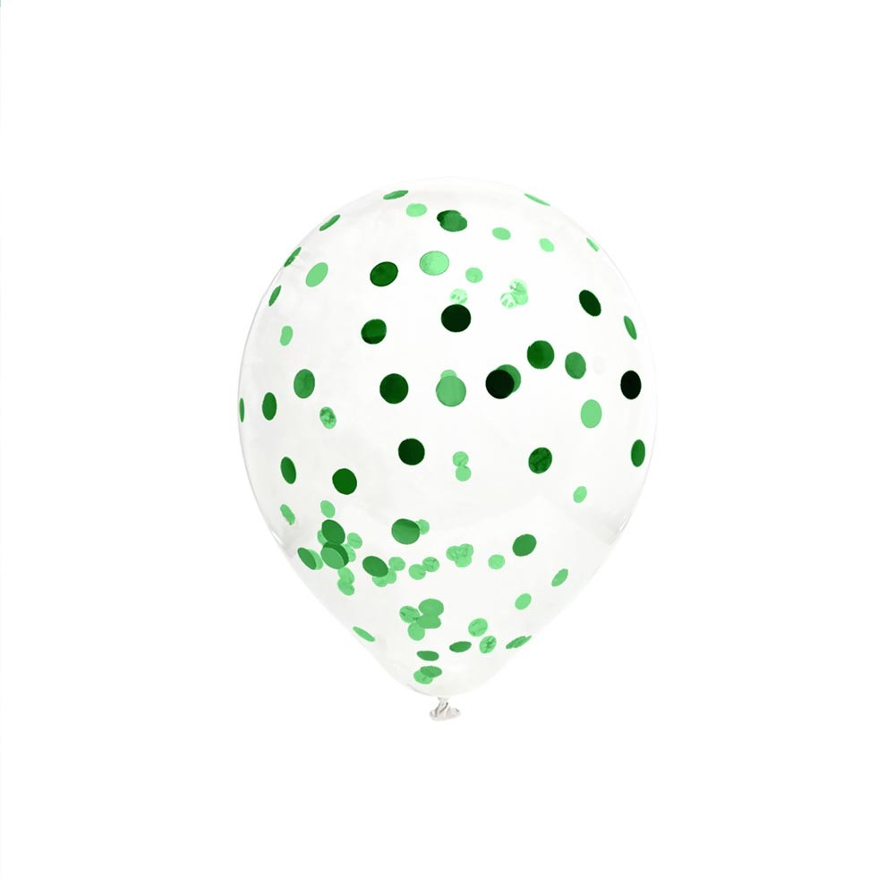 6 BALLONS LATEX À CONFETTIS 30CM VERT