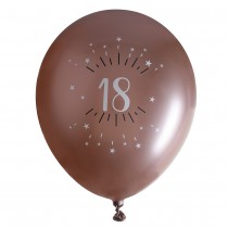 6 BALLONS LATEX ÂGE 18 ANS Ø30CM OR ROSE