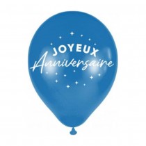 6 BALLONS LATEX ANNIVERSAIRE 30CM BLEU