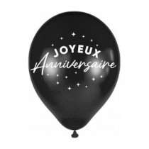 6 BALLONS LATEX ANNIVERSAIRE 30CM NOIR