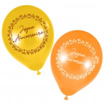 6 BALLONS LATEX ANNIVERSAIRE INCA 30CM ORANGE OR