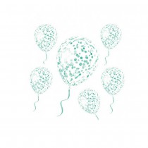 6 BALLONS LATEX AVEC CONFETTIS MENTHE