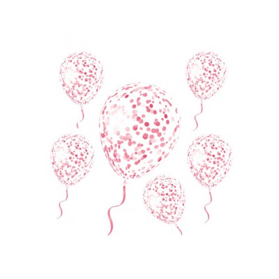 6 BALLONS LATEX AVEC CONFETTIS ROSE