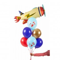 6 BALLONS LATEX AVION COUCOU 30CM MULTICOLORE