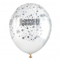 6 BALLONS LATEX BONNE ANNÉE ARGENTÉ 30CM