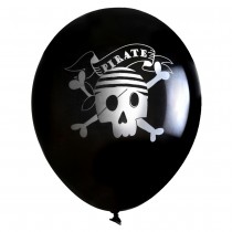 6 BALLONS LATEX COCO LE PIRATE 30CM NOIR