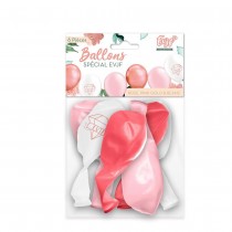 6 BALLONS LATEX EVJF 30CM ROSE BLANC