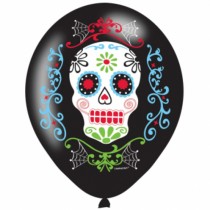 6 BALLONS LATEX JOUR DES MORTS 27CM