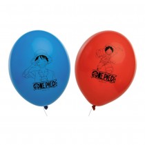 6 BALLONS LATEX ONE PIECE 27CM ROUGE BLEU