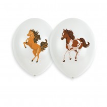 6 BALLONS LATEX PONEY CHEVAUX FLEURS 27.5CM