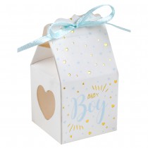 6 BALLOTINS BABY SHOWER BOY 4X4X4CM RUBAN BLEU