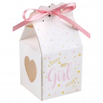 6 BALLOTINS BABY SHOWER GIRL 4X4X4CM RUBAN ROSE