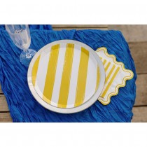 6 BOLS CARTON RAYÉ DOLCE VITA 13CM JAUNE BLANC