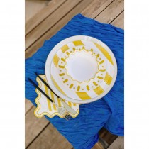 6 BOLS CARTON RAYÉ DOLCE VITA 13CM JAUNE BLANC