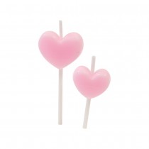 6 BOUGIES CŒUR SUR PIQUE ROSE