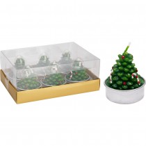 6 BOUGIES CHAUFFE-PLAT SAPIN NOËL 35X50MM VERT