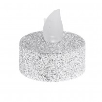 6 BOUGIES CHAUFFE-PLATS LED 3.8CM ARGENT PAILLETÉ