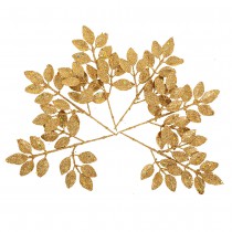 6 BRANCHES FEUILLES PAILLETTES OR ANTIQUE 18,5CM