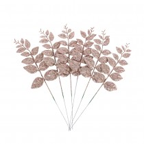 6 BRANCHES LAURIER PAILLETTES GIVRE 38CM ROSE GOLD