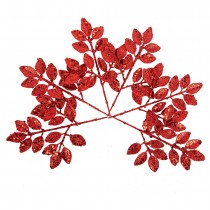 6 BRANCHES PAILLETTES GIVRE 18.5CM ROUGE