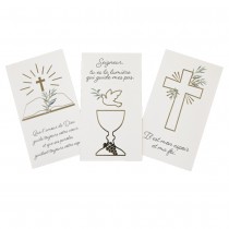 6 CARTES DE REMERCIEMENTS COMMUNION BLANC ET OR