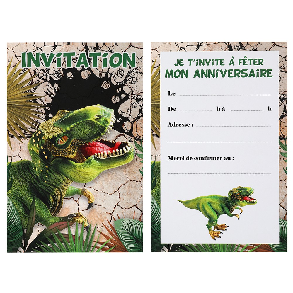 Carte d'invitation d'anniversaire thème des dinosaures