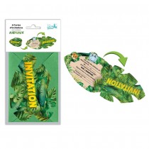 6 CARTES INVITATION ENVELOPPES ANIMAUX SAFARI VERT