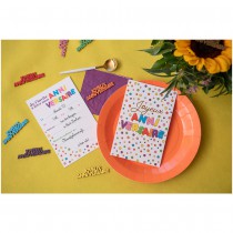 6 CARTONS INVITATION ANNIVERSAIRE POIS COLORÉ