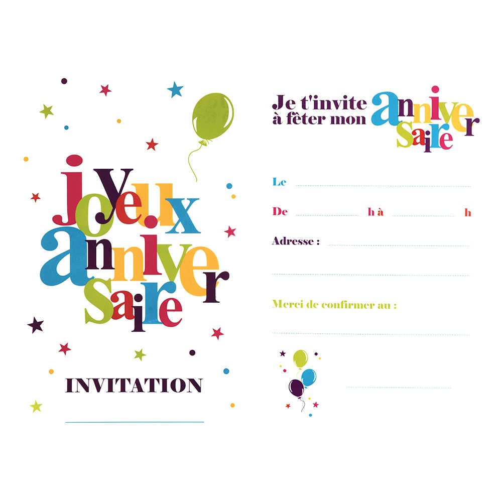 CARTES INVITATION ANNIVERSAIRE PANDA 11X17CM