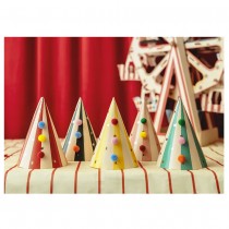 6 CHAPEAUX CARTON C?\ NE DE FÊTE RAYÉ CIRQUE 16CM