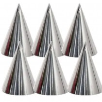 6 CHAPEAUX C?\ NES DE FÊTE 16CM ARGENT MÉTAL