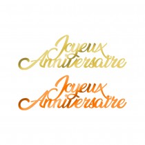 6 CONFETTIS ANNIVERSAIRE INCA 13.5X4CM ORANGE OR