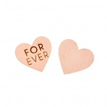 6 CONFETTIS CŒUR BOIS GRAVURE FOR EVER 4.5CM ROSE