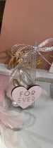 6 CONFETTIS CŒUR BOIS GRAVURE FOR EVER 4.5CM ROSE