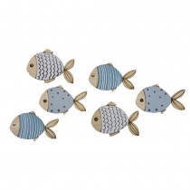 6 CONFETTIS DE TABLE POISSON BOIS 3.5 BLEU