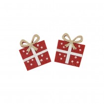 6 CONFETTIS FEUTRINE PAQUET CADEAU 4X3.2CM ROUGE