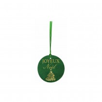 6 ÉTIQUETTES ROND VELOURS NOËL OR 10CM VERT SAPIN