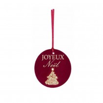 6 ÉTIQUETTES ROND VELOURS NOËL OR 7CM BORDEAUX