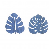 6 FEUILLES DE PALMIER BOIS 4CM BLEU