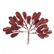 6 FEUILLES GOUTTELETTES SUR TIGE 19.5CM MARSALA