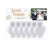 6 FLACONS COEUR BULLES DE SAVON 20ML 7CM BLANC