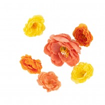 6 FLEURS ARTIFICIELLES 4-7.5CM PÊCHE CORAIL OCRE