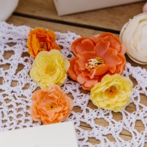 6 FLEURS ARTIFICIELLES 4-7.5CM PÊCHE CORAIL OCRE