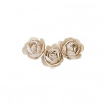 6 FLEURS DÉCO ROSETTE TOILE 3X2CM NATURE
